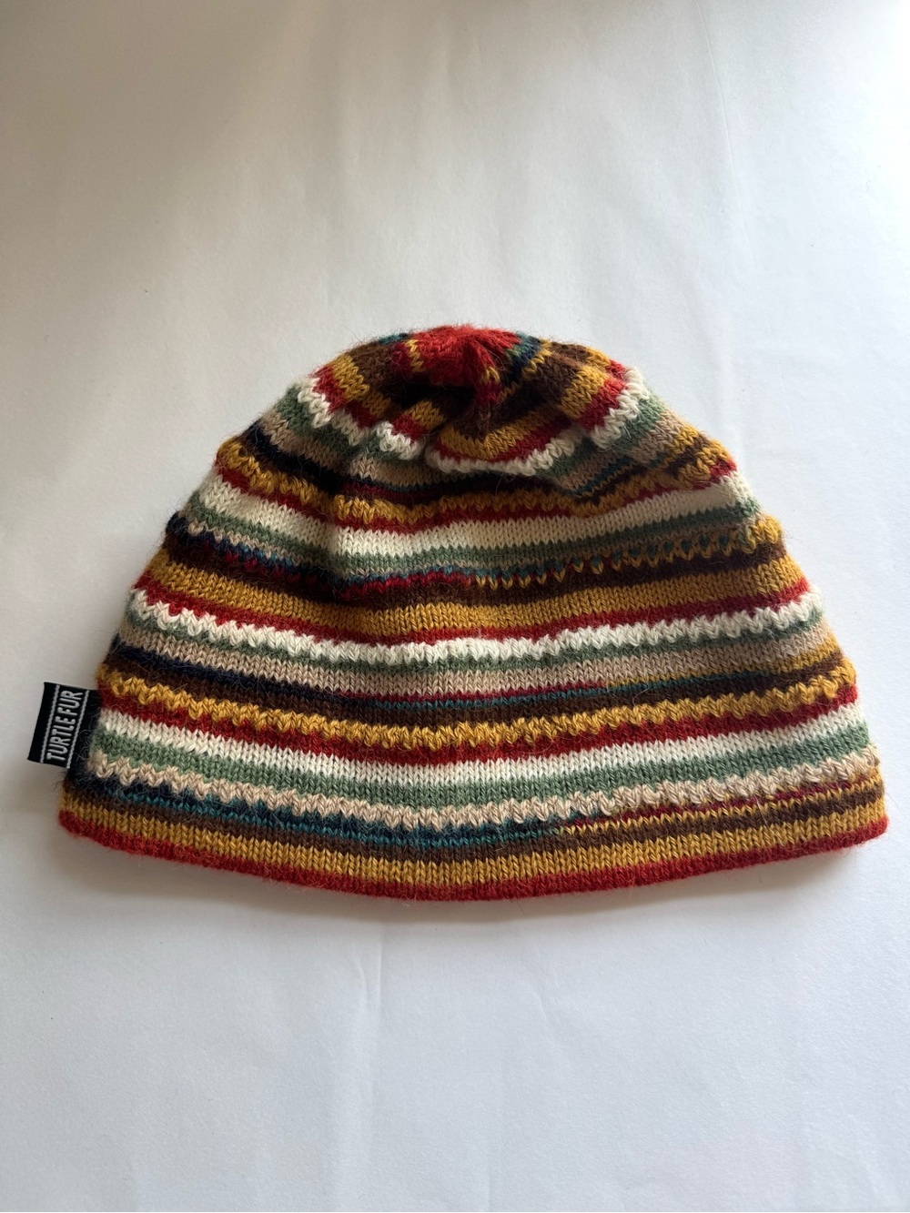 Turtle Fur 100% Alpaca Colorful Stripe Knit Beanie Outdoor Fall Winter - Picture 2 of 8